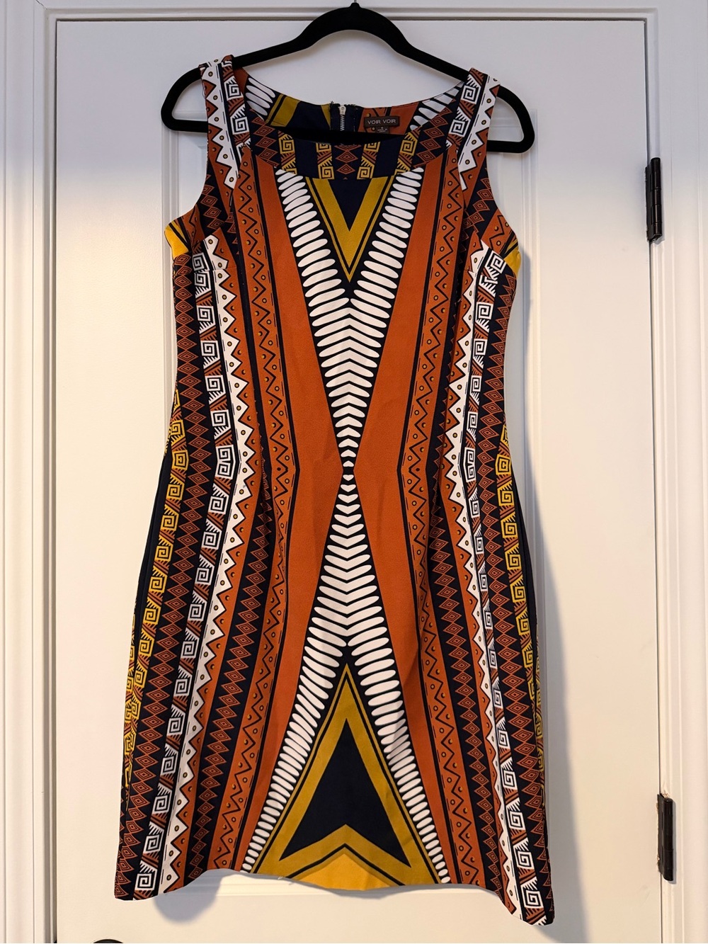 Voir Voir Geometric Tribal Print Sleeveless Shift Dress Size 8